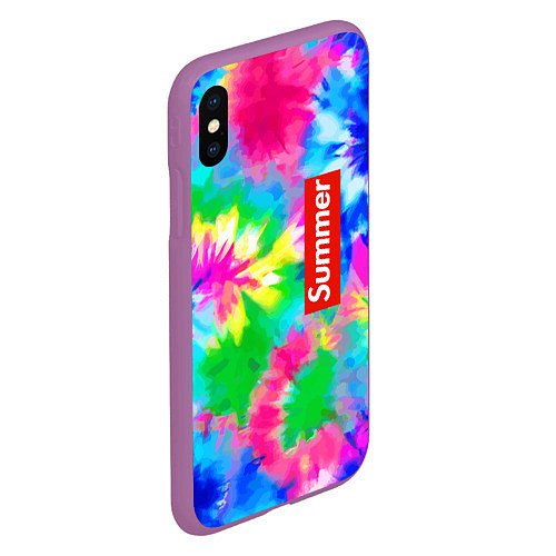 Чехол iPhone XS Max матовый Color abstraction - summer / 3D-Фиолетовый – фото 2