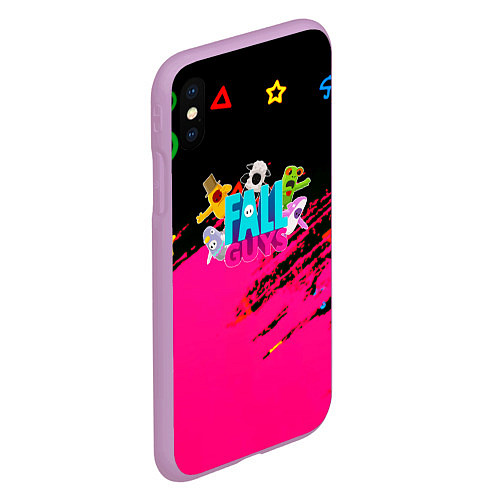 Чехол iPhone XS Max матовый Fall Guys kids color / 3D-Сиреневый – фото 2