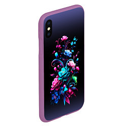 Чехол iPhone XS Max матовый Цветы - нейросеть, цвет: 3D-фиолетовый — фото 2