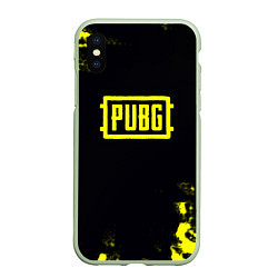 Чехол iPhone XS Max матовый Pubg краски абстракция, цвет: 3D-салатовый