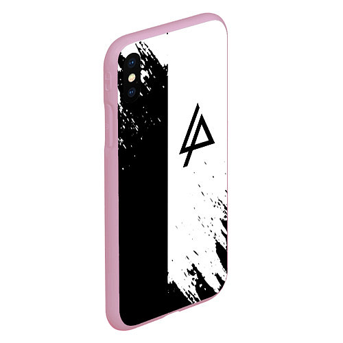 Чехол iPhone XS Max матовый Linkin park краски чёрнобелый / 3D-Розовый – фото 2