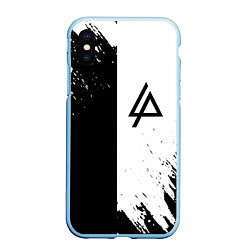 Чехол iPhone XS Max матовый Linkin park краски чёрнобелый, цвет: 3D-голубой