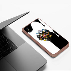 Чехол iPhone XS Max матовый Герб РФ краски имперский, цвет: 3D-коричневый — фото 2