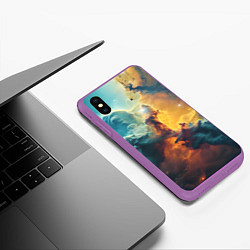 Чехол iPhone XS Max матовый Космос туманность, цвет: 3D-фиолетовый — фото 2