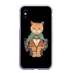 Чехол iPhone XS Max матовый Anime cat, цвет: 3D-сиреневый