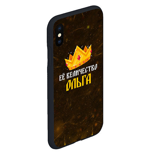 Чехол iPhone XS Max матовый Корона её величество Ольга / 3D-Черный – фото 2