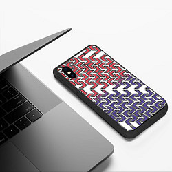 Чехол iPhone XS Max матовый Сине-белые стрелки на белом фоне, цвет: 3D-черный — фото 2