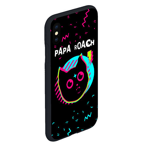 Чехол iPhone XS Max матовый Papa Roach - rock star cat / 3D-Черный – фото 2