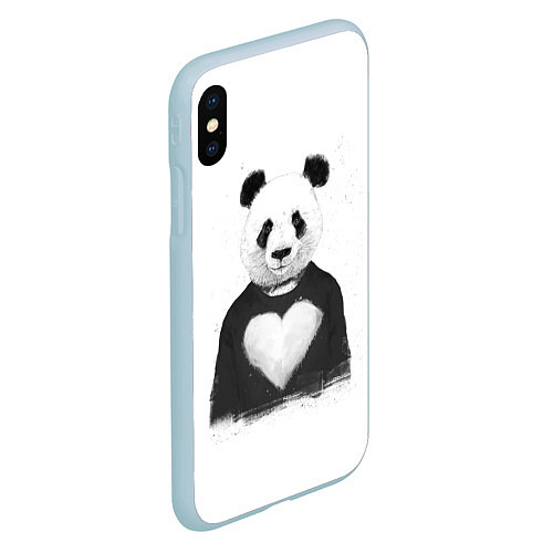 Чехол iPhone XS Max матовый Love panda / 3D-Голубой – фото 2