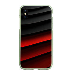 Чехол iPhone XS Max матовый Черно-красный объемный градиент, цвет: 3D-салатовый