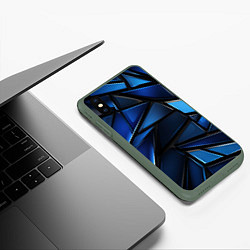 Чехол iPhone XS Max матовый Синие объемные геометрические объекты, цвет: 3D-темно-зеленый — фото 2