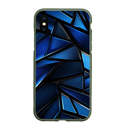 Чехол iPhone XS Max матовый Синие объемные геометрические объекты
