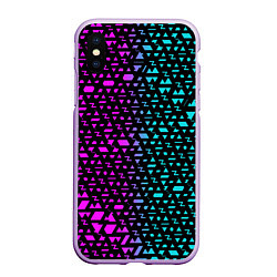 Чехол iPhone XS Max матовый Геометрические фигуры розовые и синие, цвет: 3D-сиреневый