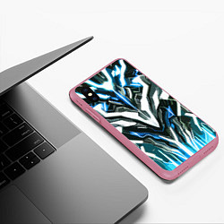 Чехол iPhone XS Max матовый Неоновая кибер броня синяя, цвет: 3D-малиновый — фото 2