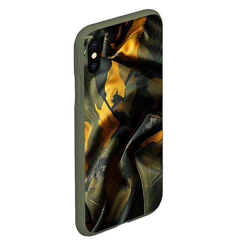 Чехол iPhone XS Max матовый Релистичный камуфляж / 3D-Темно-зеленый – фото 2