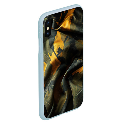 Чехол iPhone XS Max матовый Релистичный камуфляж / 3D-Голубой – фото 2