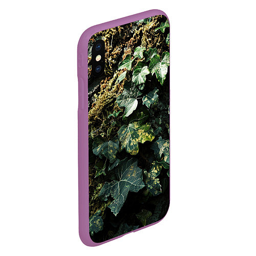 Чехол iPhone XS Max матовый Реалистичный охотничий камуфляж / 3D-Фиолетовый – фото 2