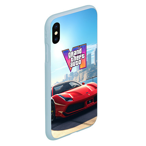 Чехол iPhone XS Max матовый GTA 6 logo auto / 3D-Голубой – фото 2