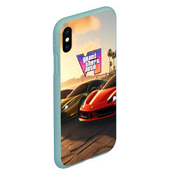 Чехол iPhone XS Max матовый ГТА6 автопарк, цвет: 3D-мятный — фото 2