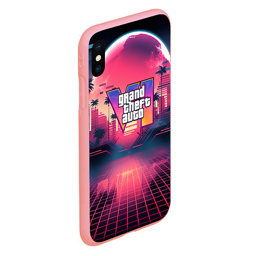 Чехол iPhone XS Max матовый GTA 6 logo retro night / 3D-Баблгам – фото 2