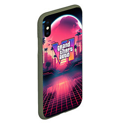 Чехол iPhone XS Max матовый GTA 6 logo retro night, цвет: 3D-темно-зеленый — фото 2