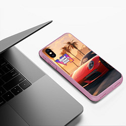 Чехол iPhone XS Max матовый GTA 6 logo auto style, цвет: 3D-розовый — фото 2