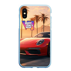 Чехол iPhone XS Max матовый GTA 6 logo auto style, цвет: 3D-голубой