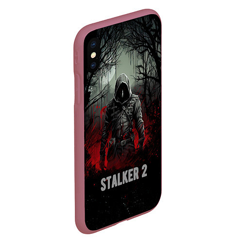 Чехол iPhone XS Max матовый Stalker 2 dark mode / 3D-Малиновый – фото 2