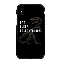 Чехол iPhone XS Max матовый Eat sleep paleontology, цвет: 3D-черный