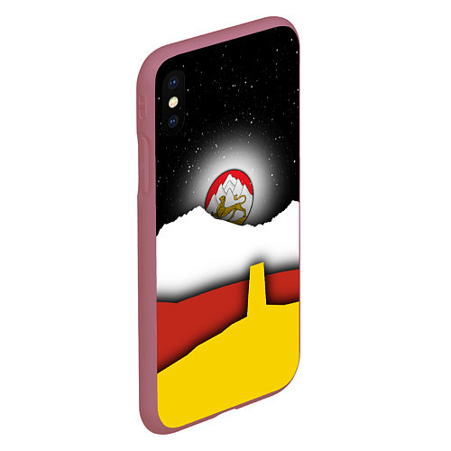 Чехол iPhone XS Max матовый Осетия горы и ночное небо / 3D-Малиновый – фото 2