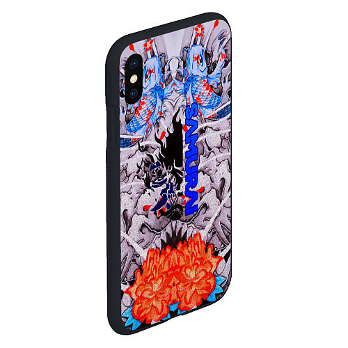 Чехол iPhone XS Max матовый Samurai cyberpunk карпы кои / 3D-Черный – фото 2