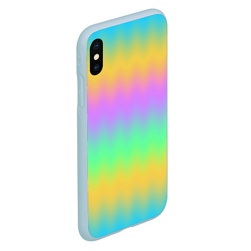 Чехол iPhone XS Max матовый Мягкие неоновые зигзаги / 3D-Голубой – фото 2