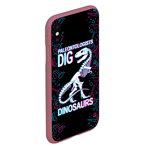 Чехол iPhone XS Max матовый Paleontologists dig dinosaurs / 3D-Малиновый – фото 2