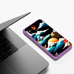 Чехол iPhone XS Max матовый Японская палитра природы, цвет: 3D-фиолетовый — фото 2