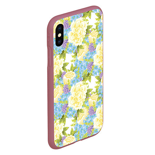 Чехол iPhone XS Max матовый Пышные цветы / 3D-Малиновый – фото 2