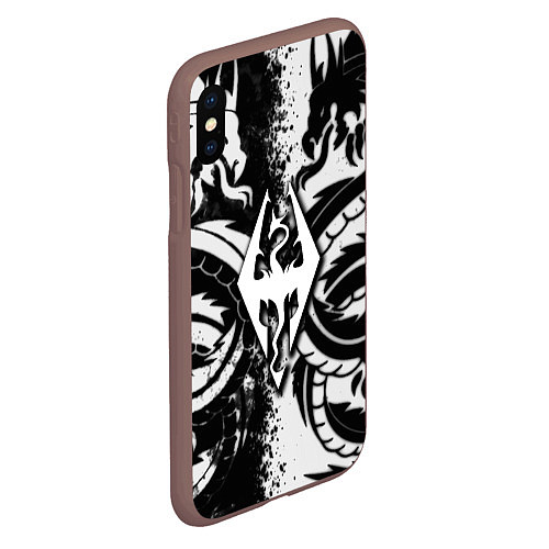 Чехол iPhone XS Max матовый Драконы скайрим / 3D-Коричневый – фото 2