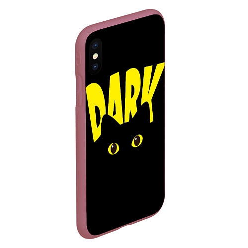 Чехол iPhone XS Max матовый Dark cat eyes - черный кот / 3D-Малиновый – фото 2