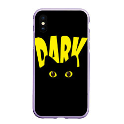 Чехол iPhone XS Max матовый Dark cat eyes - черный кот, цвет: 3D-светло-сиреневый