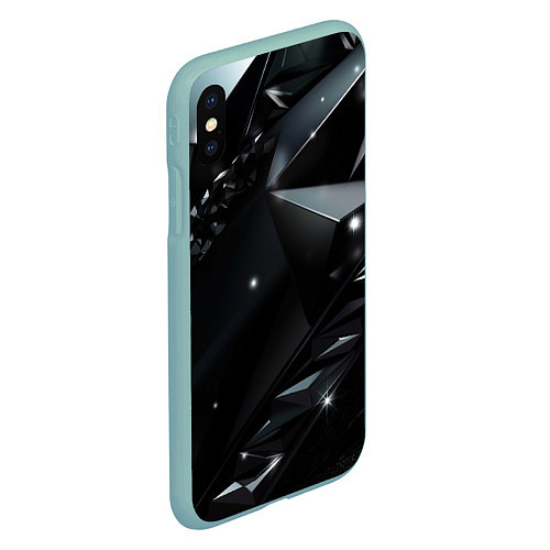 Чехол iPhone XS Max матовый Black luxury abstract / 3D-Мятный – фото 2