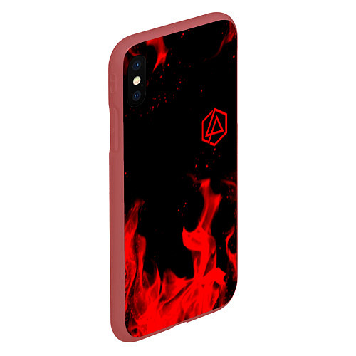 Чехол iPhone XS Max матовый Linkin Park красный огонь лого / 3D-Красный – фото 2