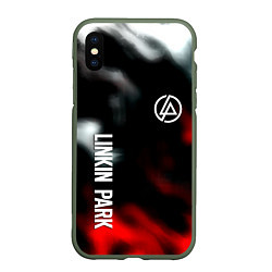 Чехол iPhone XS Max матовый Linkin park flame, цвет: 3D-темно-зеленый