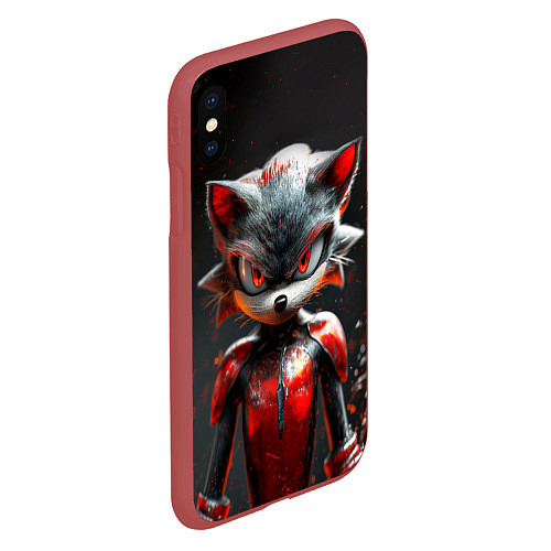 Чехол iPhone XS Max матовый Ёжик Shadow в броне / 3D-Красный – фото 2