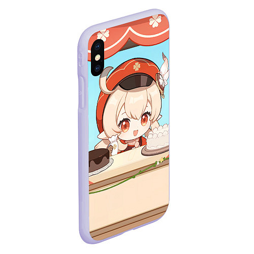 Чехол iPhone XS Max матовый Genshin Impact Кли cute chibi / 3D-Светло-сиреневый – фото 2