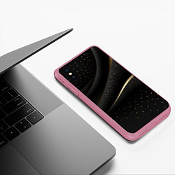 Чехол iPhone XS Max матовый Черный бархат и золото, цвет: 3D-малиновый — фото 2