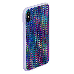 Чехол iPhone XS Max матовый Большой волнистый зигзаг разноцветный, цвет: 3D-светло-сиреневый — фото 2