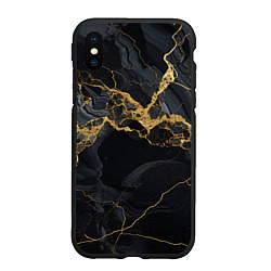 Чехол iPhone XS Max матовый Золотой путь на черном граните, цвет: 3D-черный