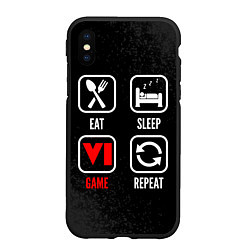 Чехол iPhone XS Max матовый Eat, sleep, GTA 6, repeat, цвет: 3D-черный
