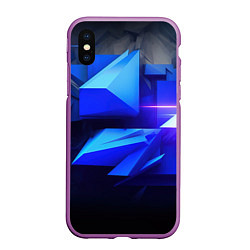 Чехол iPhone XS Max матовый Black blue background abstract, цвет: 3D-фиолетовый