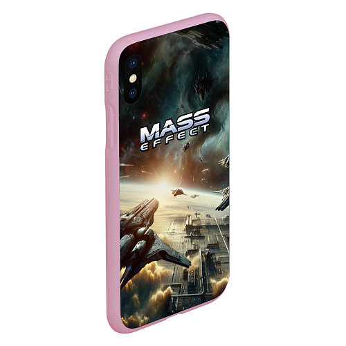 Чехол iPhone XS Max матовый Масс эффект - космос / 3D-Розовый – фото 2