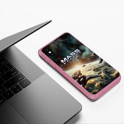 Чехол iPhone XS Max матовый Масс эффект - космос, цвет: 3D-малиновый — фото 2